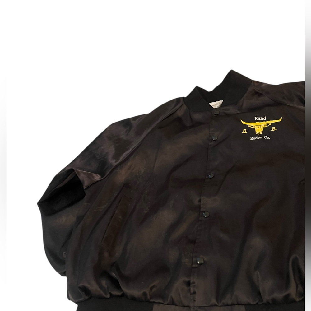 Vintage black Rand Rodeo Satin Bomber Jacket, size XL